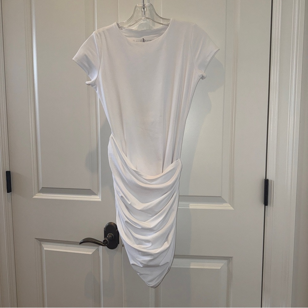 Susana Monaco White Asymmetrical Ruched Dress